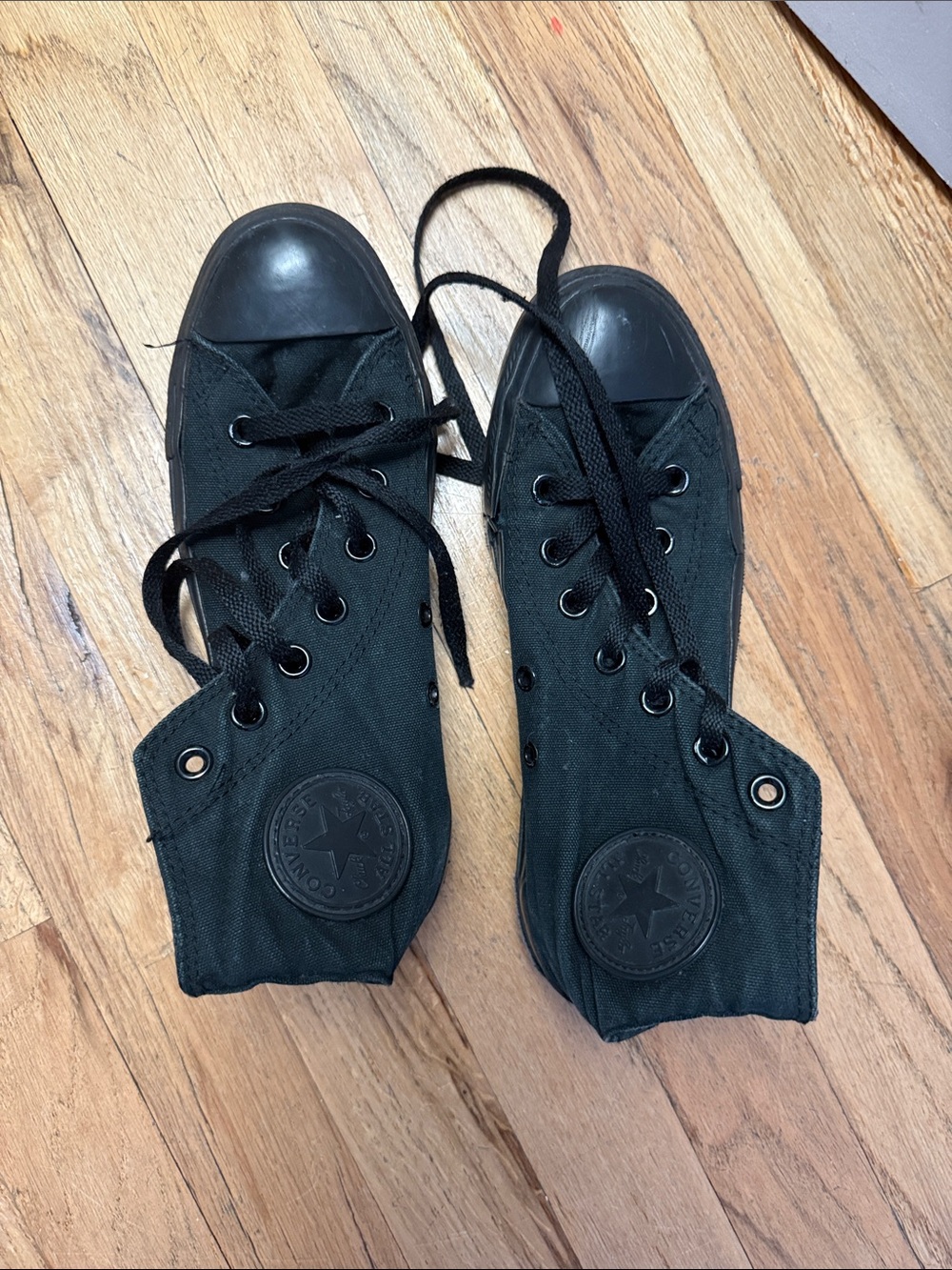 Converse Black High-Top Canvas Sneakers with Black Toe Caps
